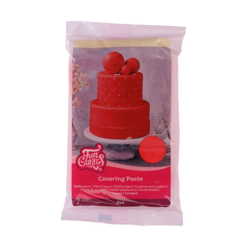 FunCakes Suhkrumass Punane (500g) elastne kattemass tortide katmiseks