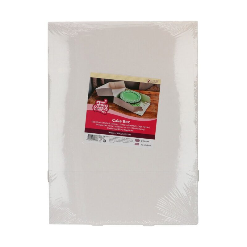 Tordikarp 32×32×11,5cm (2tk) valge tugev papist transportkarp tortidele